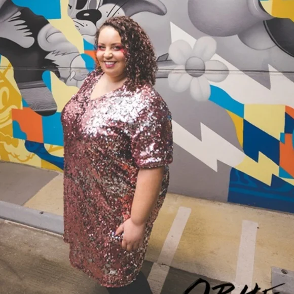 J Crew Universal Standard pink sequin dress - Picture 2 of 4